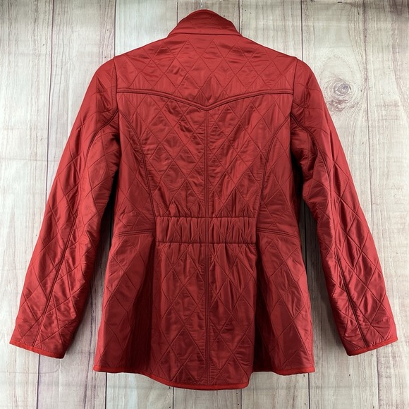Barbour Cavalry Polarquilt Fleece Lined Coat Jacket Red US Size 6 - Picture 2 of 6
